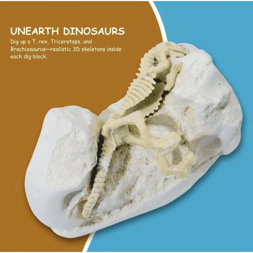 Ydi You Do It Dino Dig Kit w/ 3 Dig Blocks & Fossil Excavation Tools